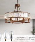 Rustic glam 26-inch diameter six light vintage round crystal chandelier with farmhouse wagon wheel vibe flush mount ceiling light