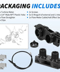 Electronic Turbine Meter Replacement For 3/4 Inch NPT Plastic Yoke Water Softener Flow Meter Compatible With Pentair Fleck Valves 2510 4650 5000 5600 5600SXT 5800 6700 9000 9100, packaging contents