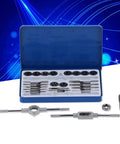 Premium Alloy Steel Tap Die Kit For Quick Thread Repair With 11 Taps And 11 Dies Plus Fixed Wrenches In Durable Iron Storage Box For CNC Tools And Industrial Maintenance open iron box with taps, dies and wrenches
