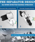 Bad Boy Pneumatic Steel Strapping Machine For Metal Banding Tools With Adjustable 19 To 32 Mm Width Portable Packaging Rig For Quick Job Prep And Smooth Operation Without The Sweat, showing Alloy Locking Machine and Strapping Tensioner.