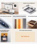 CREALITY Falcon A1 10W laser engraver, enclosed with air assist, smart camera positioning, 381×305 mm engraving area.