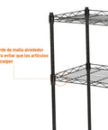 Close-up of the sturdy mesh guardrails on the Hassle Free Five Tier Floor Standing Carbon Steel Storage Rack.