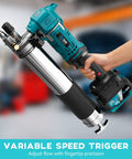 Person holding a 21V Cordless Electric Grease Gun Kit Delivers Up To 12000 PSI For Heavy Duty Trucks And Farm Gear