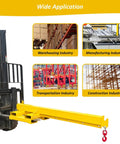 Heavy Duty Forklift Jib Boom Crane With Telescopic Towing Hook And Rock Solid 2 Ton Bidirectional Lifting Hoist in action.