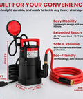 Tough As Nails Automatic Submersible Sump Pump With Float Switch Dumps Basements Fast Works Like A Charm Includes 10 Ft Hose heavy-duty design with hose and power cord