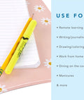 MyStyle Lap Desk Pink Daisy 17 By 13.2 Inch Surface Fits 15.6 Inch Laptops Ultra Lightweight 1.15 Lb with notebook and pencil