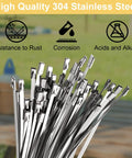 Heavy Duty Boss Grade Metal Zip Ties 15.8 Inch 304 Stainless Steel 270 Lbs Tensile Strength for outdoor use
