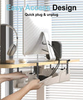 Under Desk Cable Management Tray No Drill Upgrade Thickened Felt Cord Organizer with clamp for standing desk, beige, easy access.
