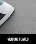 Iron on heavy duty ironing board pad with silicone coating, 400 degree heat resistant thick padding, silver 28x24