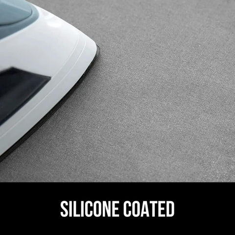 Iron on heavy duty ironing board pad with silicone coating, 400 degree heat resistant thick padding, silver 28x24