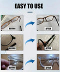 Before and after images of frames repaired using Eyeglasses Temples Repair Glue 20ml Quick Bonding for Metal and Resin Frames.