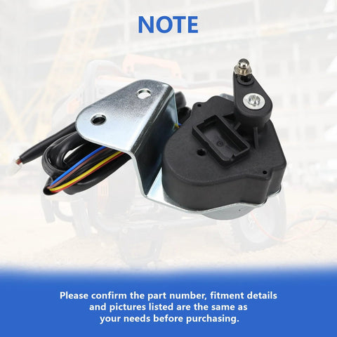 Front view: Stepper motor with metal mounting bracket and black housing; multi-color wiring for generator replacement