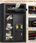Beefy 5.8 Cu Ft Drop Safe Box For Business With Anti Theft Money Drop Depository, Lock And Slot, Digital Keypad And Spare Keys