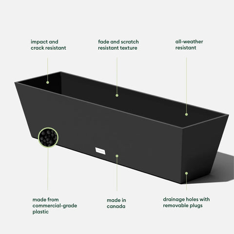 Durable All Weather Window Box Planter For Indoor Outdoor Windowsill Or Balcony Built To Last Long Rectangular Planter With Drainage Holes