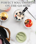 Top view of Two Pack Overnight Oats Jars With Lids And Folding Spoons Divided Compartments For Fruit And Nuts 16 Ounce Mason Style Containers