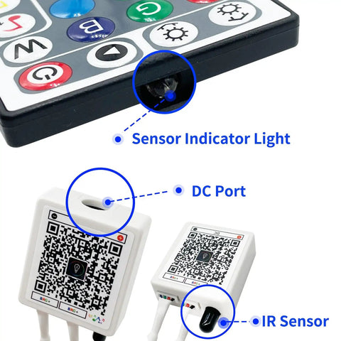 44 Key RGB LED Strip Light Controller Kit With IR Remote And Receiver, 24V Power Adapter For Easy Color Changing Mood Lighting, Plug And Play Setup For RGB Strips, Works With Bluetooth LED Light Strips