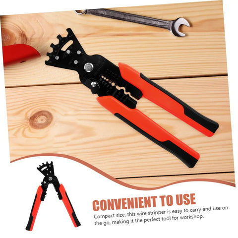 Badass Heavy Duty Wire Stripper And Crimper Pliers With Slick Bending Jaw Pro Grade Electrician Gear on wooden surface.