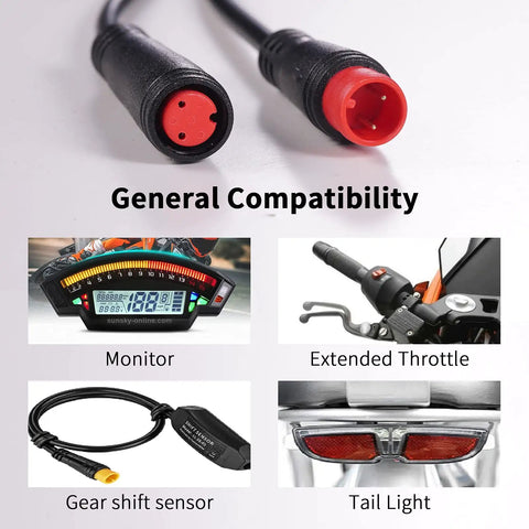 Waterproof Extension Cable Kit For Electric Bicycles 2Pin To 9Pin Connectors universal compatibility