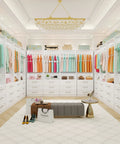 Total Glow Up For Your Space With Massive Freestanding Modular Closet System Featuring Solid Wood Drawers Hanging Rods And Shelves In White, showcasing organized clothing and accessories.