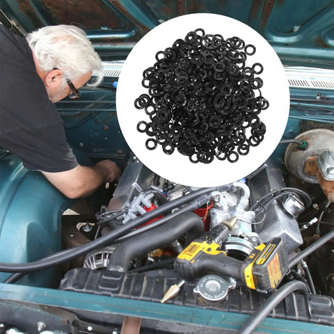 500 Piece Wave Spring Washer Gasket Set For Automotive Home And Shop Use Beefed Up Load Distribution And Thrust Applications Ideal For Precision Engineered Fastening Solutions, black spring steel washers in engine bay