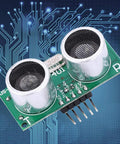 Front view of Top-Notch Ultrasonic Sensor Module with temperature compensation, for distance sensing, ideal for robotics projects.