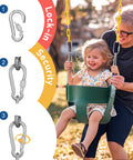 Child swinging on High Back Toddler Bucket Swing With Coated Chains And Locking Buckles For Safety at playground