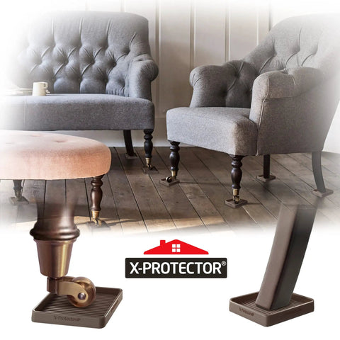 Slip Resistant Furniture Pads, 4 Pack, 4 Inch Brown Rubber Floor Protectors under sofa and chair legs on hardwood