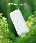 IP65 Indoor Outdoor Bluetooth Hygrometer Thermometer 3 Pack With 394 Ft Range For Refrigerator And Home Use Dew Point VPD Absolute Humidity Sensor Beefy Battery Life For Two Years With Free Data Storage No Fuss. White waterproof sensor hanging outdoors