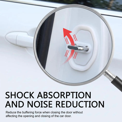 Close-up of heavy duty white silicone door latch cover demonstrating shock absorption and noise reduction for car doors.