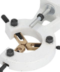 Close-up of Heavy Duty Metal Steady Rest And Center Frame Stabilizer For Mini Lathe WM210 MX210 8X16 INCH, detailing clamp mechanism.