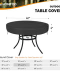 Outdoor Round Table Cover For 40 To 42 Inch Diameter Tables, Waterproof And UV Resistant Patio Shield displayed on table