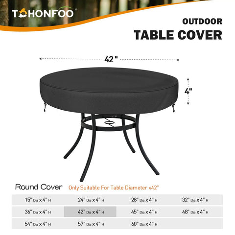 Outdoor Round Table Cover For 40 To 42 Inch Diameter Tables, Waterproof And UV Resistant Patio Shield displayed on table