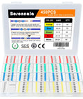 Pro Grade 450 Piece Solder Stick Wire Connectors Kit With Marine Grade Heat Shrink Waterproof And Insulated Solder Stick Butt Terminals For Boat Auto Trailer RV Bundle in a clear storage box with color-coded sticks visible.