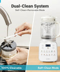 12 In 1 Nut Milk Maker With Detachable Design For Almond Oat Soy And Plant Milks In Minutes 50.7 Oz Capacity showing dual-clean system