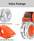 Heavy Duty Clear Packing Tape With Dispenser Set 1 Roll Plus Dispenser Beefy Water Based Adhesive Shown with Orange Dispenser