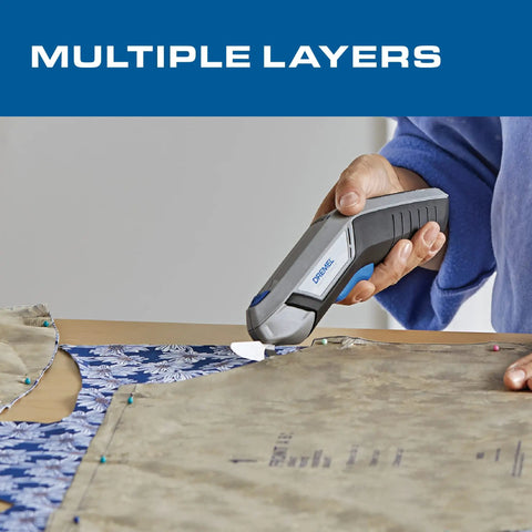 Dremel 4V Cordless Electric Scissors with USB Rechargeable Battery For cutting multiple layers of fabric effortlessly.
