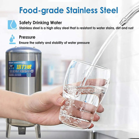 Built Like A Tank 79 Gallon Stainless Steel Pressure Tank For Yard And Garden Water Storage And Pump Systems Automatic Pressure Control seamless food grade design used for pouring clean water.