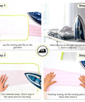 Step-by-step usage of 10 Pack Mesh Ironing Cloths 24x16 Inches Large Pressing Pads demonstrating ironing techniques.