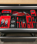 46 Piece Tool Box Organizer Tray Set With Five Sizes And 15Lb Magnetic Pickup Pen for garage storage in tool chest drawer.
