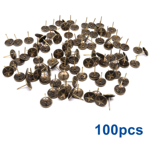Top Shelf 100 Piece Star Bronze Furniture Tacks With Rust Proof Finish And Sleek Vintage Vibe For Straight Up Wood Repair And Sweet Upholstery Upcycling Work, 100 pieces displayed.