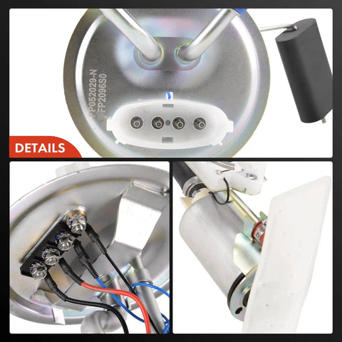 Straight Up Replacement Heavy Duty Electric Fuel Pump Assembly Drop In Fit For Ford Ranger 1985 To 1988 close-up view of pump connections and components.