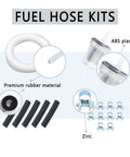 Road Ready 16.4 Feet Diesel Heater Fuel Line Kit Featuring Inline Filter Connecting Hoses And Brass Clamps For Rv Camper Truck Rig Quick Swap Installation - Includes rubber hose, ABS filter, and zinc clamps.
