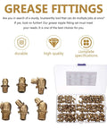 Totority Sturdy Copper Grease Fittings Kit 106 Pieces With M6 M8 M10 Nipples And Angled Noses For Automotive Repairs Not Easy To Rust Or Deform., copper grease fittings kit in organizer case with assorted brass nipples