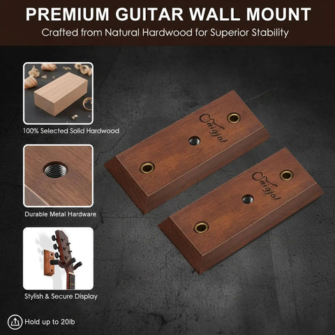 Solid Guitar Wall Mount 2 Pack U Shaped Wood Hanger Hand Polished Display Rack For Bedroom Studio Sturdy Rig Storage For Electric Acoustic Guitars You Will Dig This