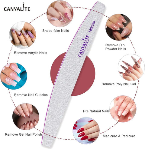 Nail Files For Natural Nails 180 And 240 Grit Emery Boards Double Sided Nail File Set with usage guide