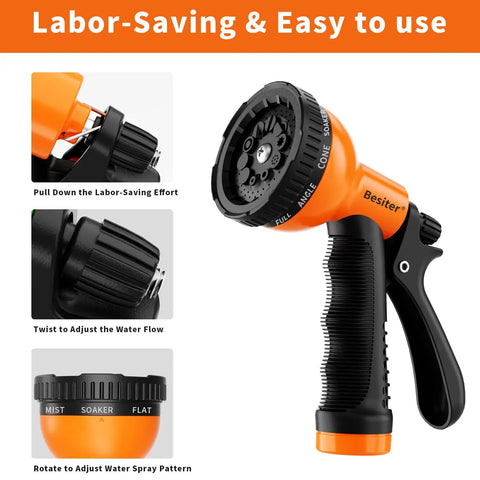 Heavy Duty Garden Hose Nozzle Sprayer 2 Pack With 10 Watering Patterns Built Tough Durable Hose Attachment With Adjustable Settings