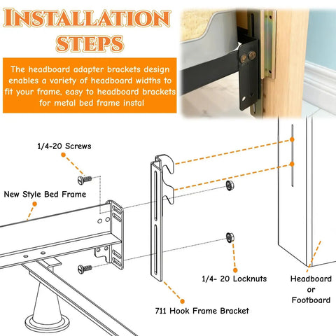 Installation steps for Set Of 4 Bed Frame Conversion Brackets Swaps Bolt On Rig To Hook On Fit With Absolutely Zero Hiccups.