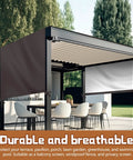 All Weather Pergola Replacement Canopy For Outdoor Patio Porch Backyard 16 By 8 Ft Waterproof Shade Top Cover In Coffee Color installed