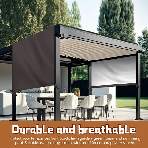 All Weather Pergola Replacement Canopy For Outdoor Patio Porch Backyard 16 By 8 Ft Waterproof Shade Top Cover In Coffee Color installed