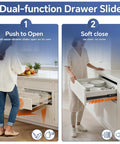 12 Inch Push To Open And Soft Close Drawer Slides With Full Extension 1 Pair 2 In 1 Push To Open Mechanism No Slam Quiet Soft Close Dampers Smooth Full Extension For Cabinet Drawers Heavy Duty Easy Glides in kitchen cabinet drawer